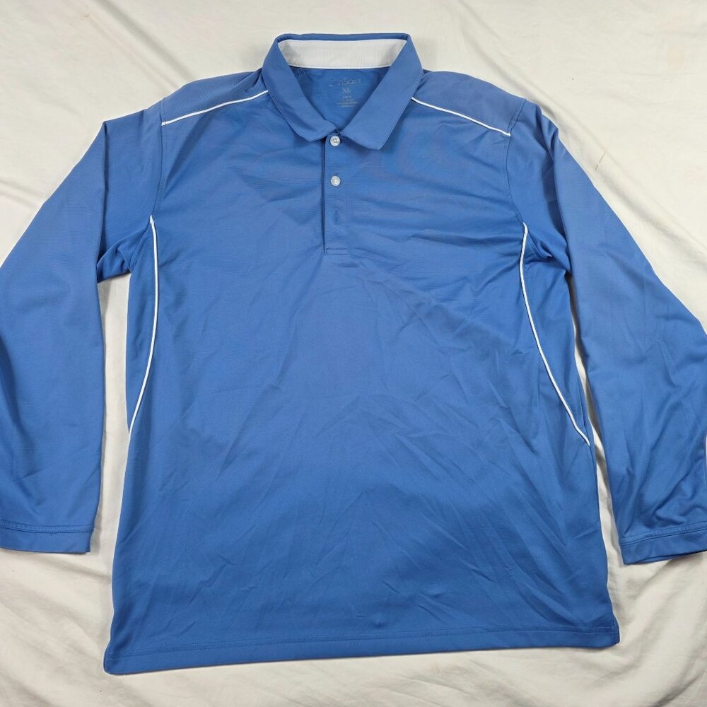 Sansoleil Mens Size XL Blue Long Sleeve Polo Shirt Lightweight UPF 50 Outdoors